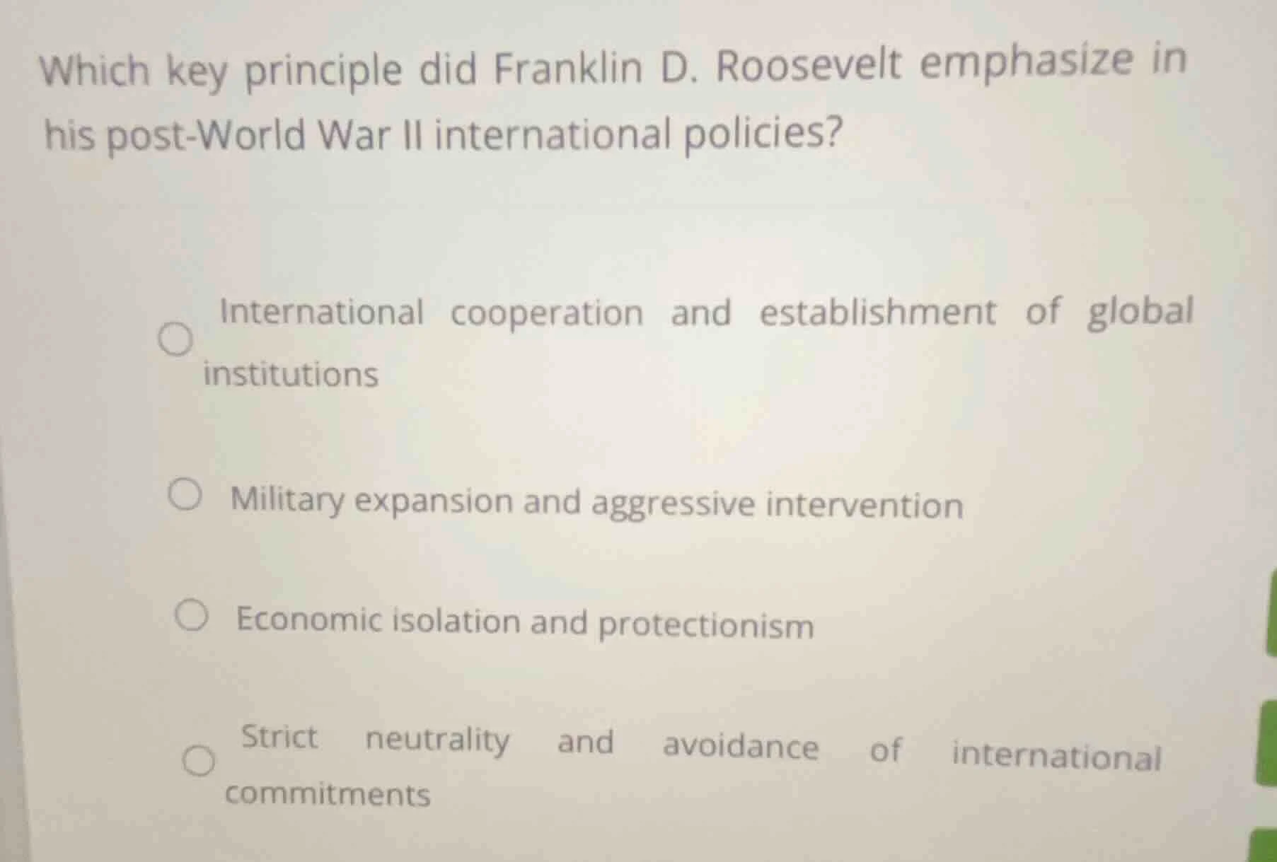 which key principle did franklin d. roosevelt emphasize in his post-wor…