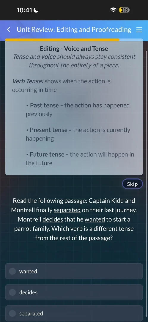 unit review: editing and proofreadingediting - voice and tensetense and…