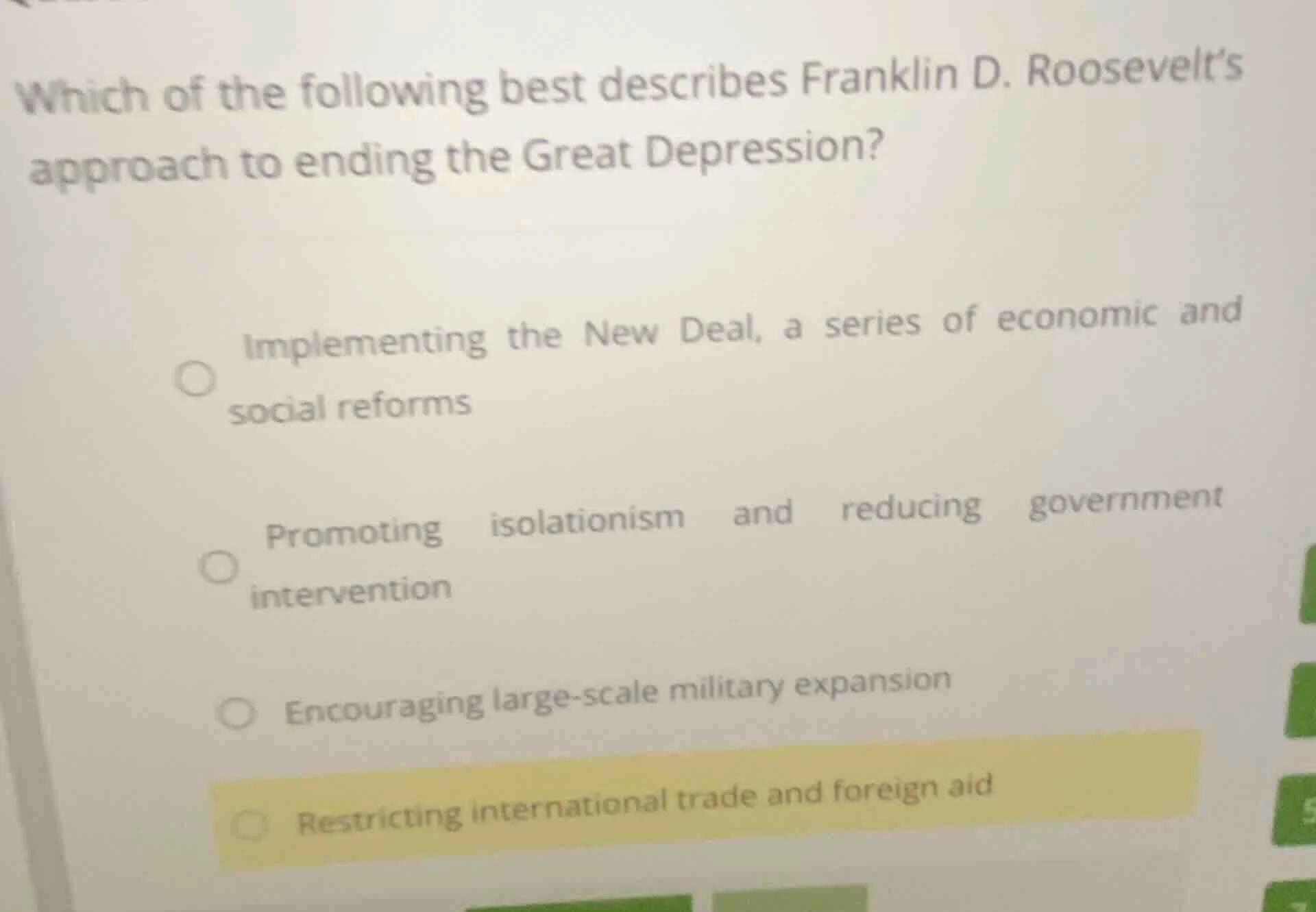 which of the following best describes franklin d. roosevelts approach t…