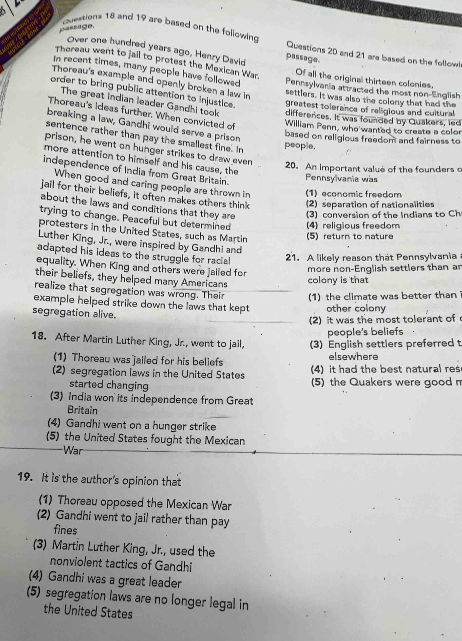 questions 18 and 19 are based on the following passage.over one hundred…