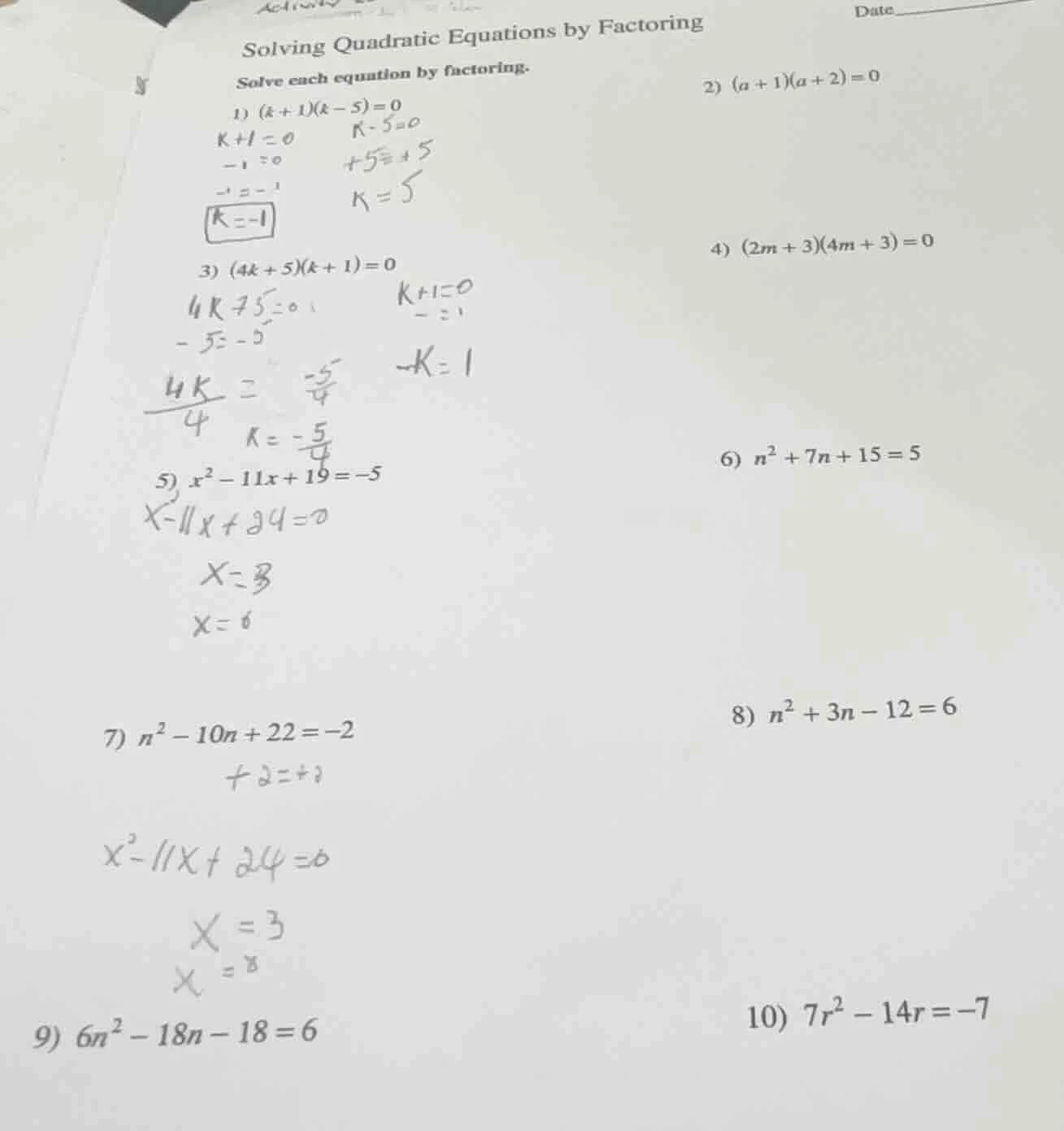 solving quadratic equations by factoring solve each equation by factori…