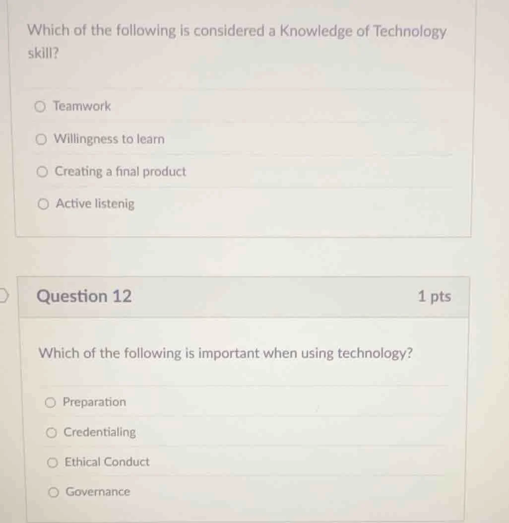 which of the following is considered a knowledge of technology skill? t…