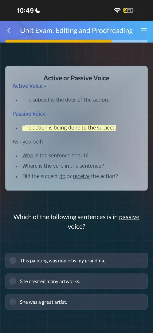 unit exam: editing and proofreadingactive or passive voiceactive voice …