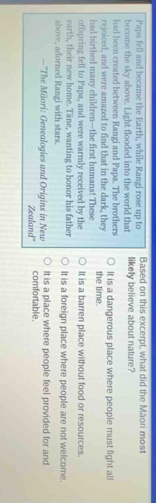 papa fell and became the earth, while rangi rose up to become the sky a…