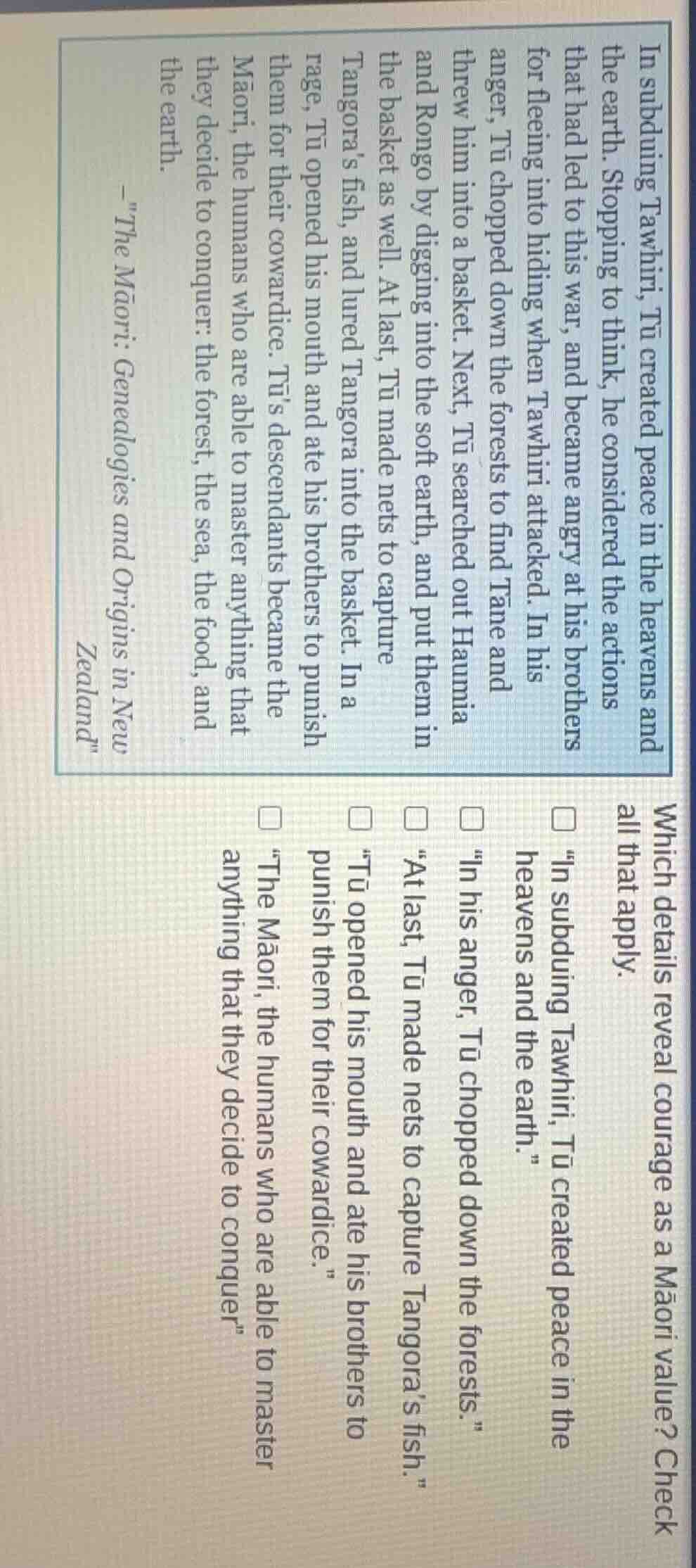 in subduing tawhiri, tū created peace in the heavens and the earth. sto…
