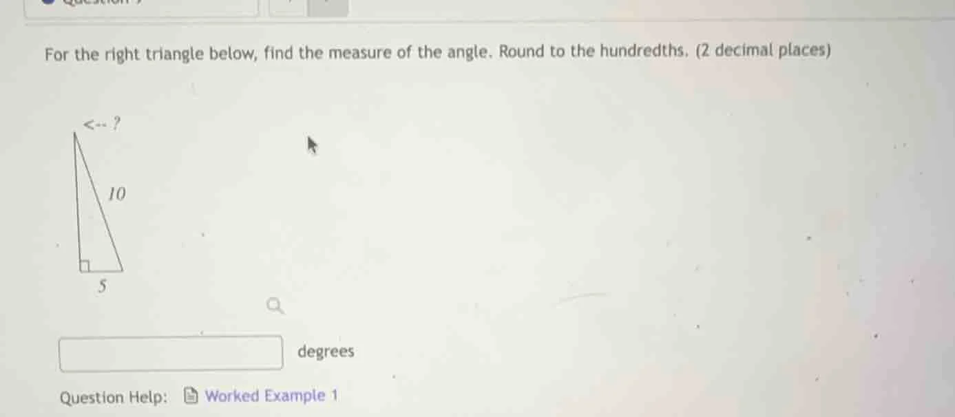 for the right triangle below, find the measure of the angle. round to t…
