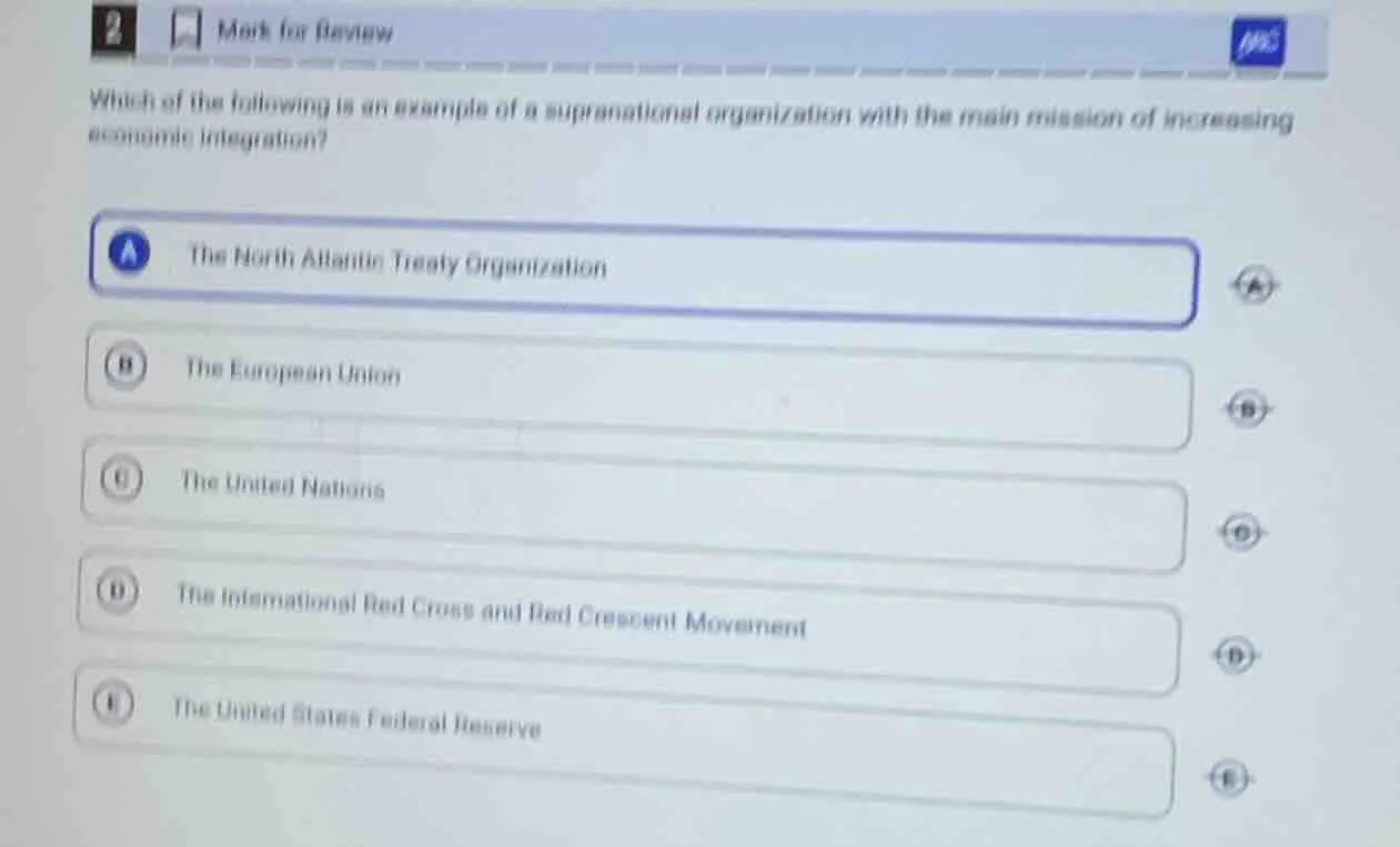 2 mark for review which of the following is an example of a supranation…