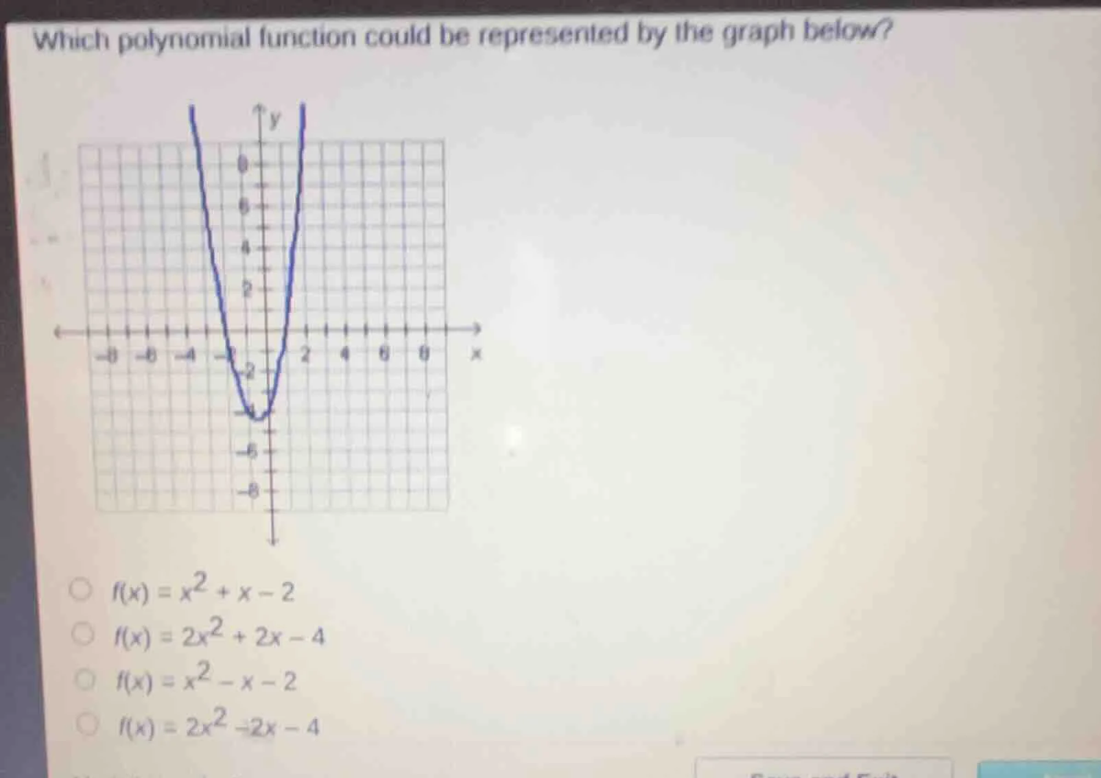 which polynomial function could be represented by the graph below? $f(x…