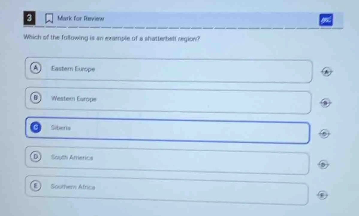 3 mark for review which of the following is an example of a shatterbelt…