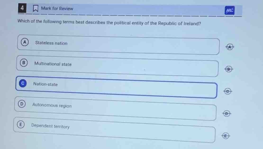 4 mark for review which of the following terms best describes the polit…