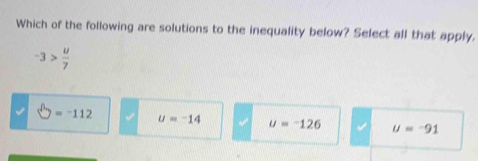 which of the following are solutions to the inequality below? select al…