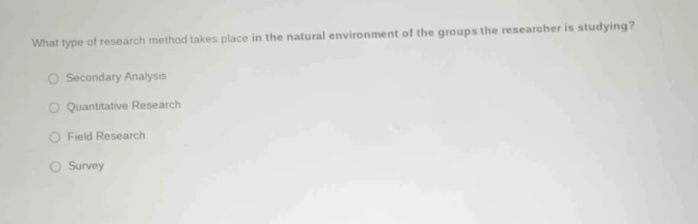 what type of research method takes place in the natural environment of …