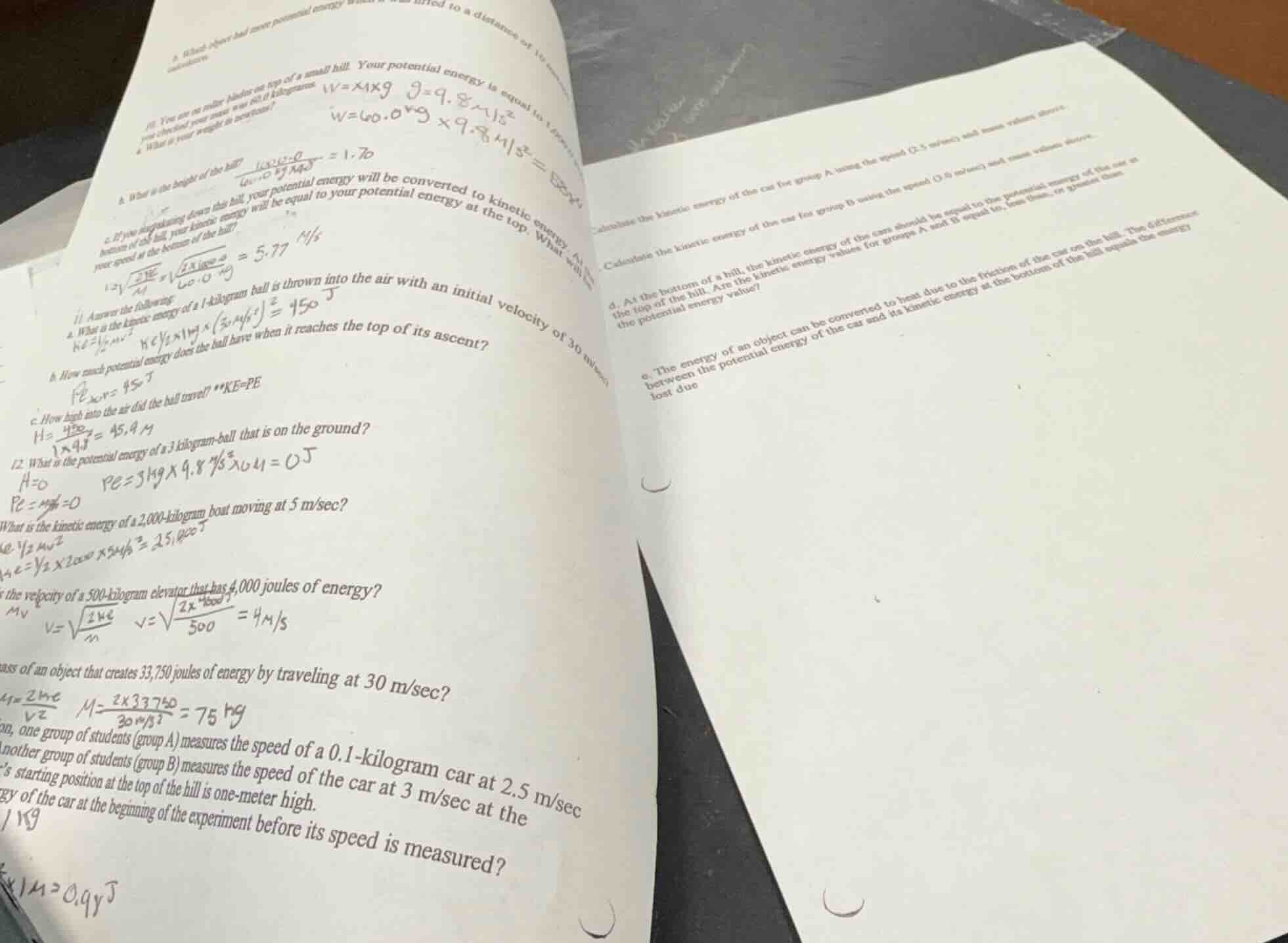 10. you are on roller blades on top of a small hill. your potential ene…