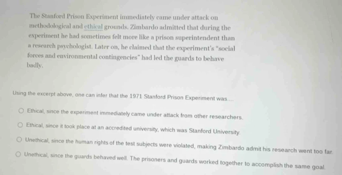 the stanford prison experiment immediately came under attack on methodo…