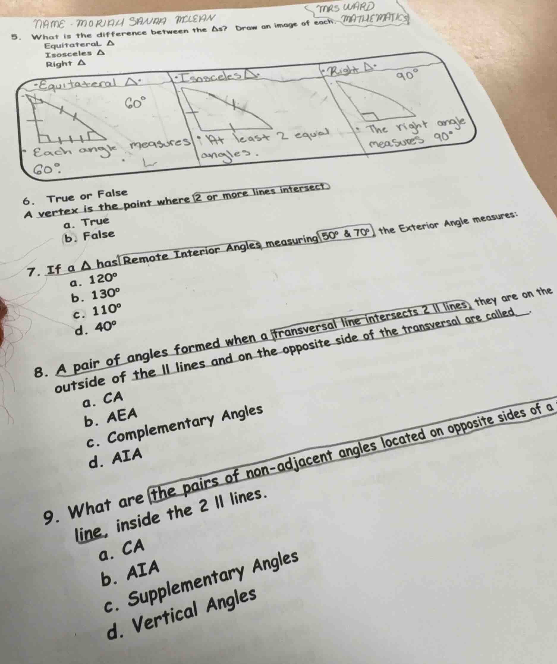 name - moriah sanaa mclevanmrs wardmathematics5. what is the difference…