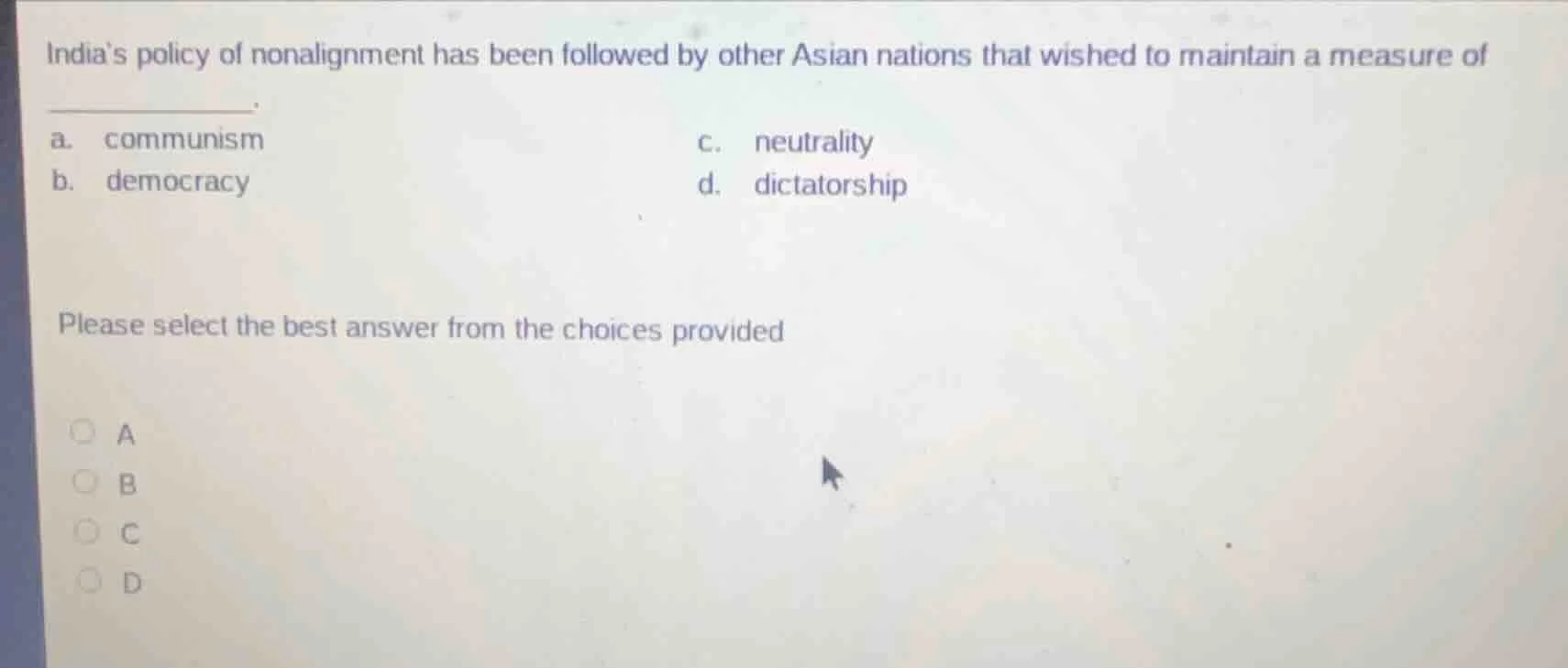 indias policy of nonalignment has been followed by other asian nations …