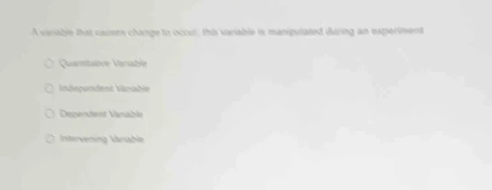 a variable that causes change to occur, this variable is manipulated du…