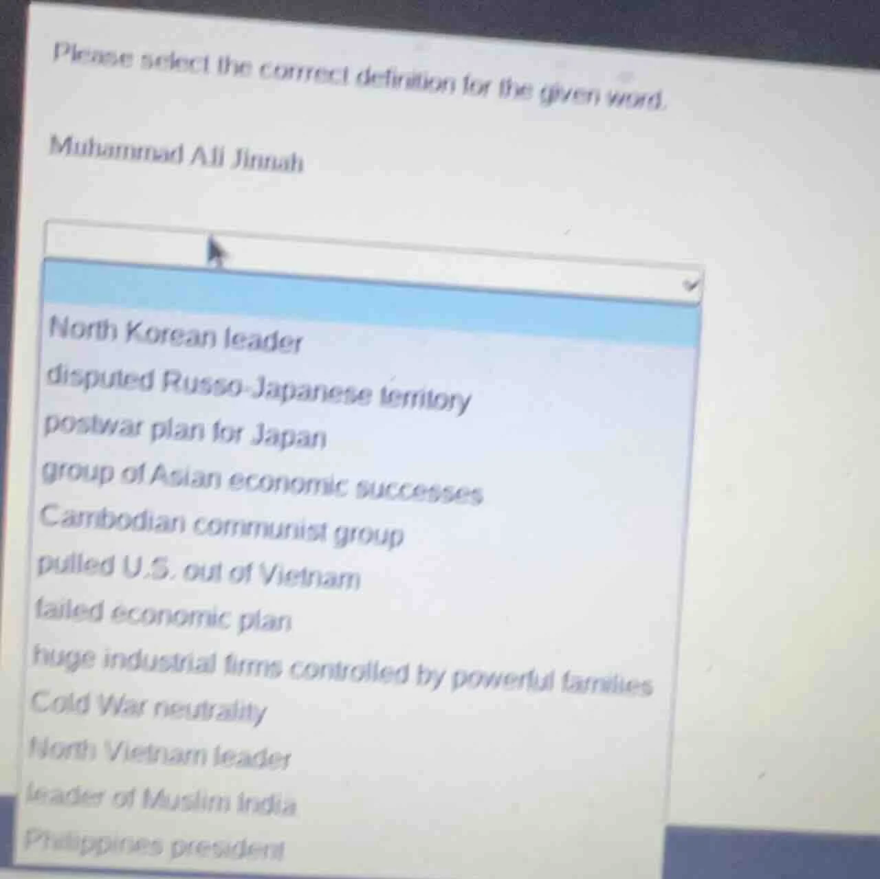 please select the correct definition for the given word. muhammad ali j…