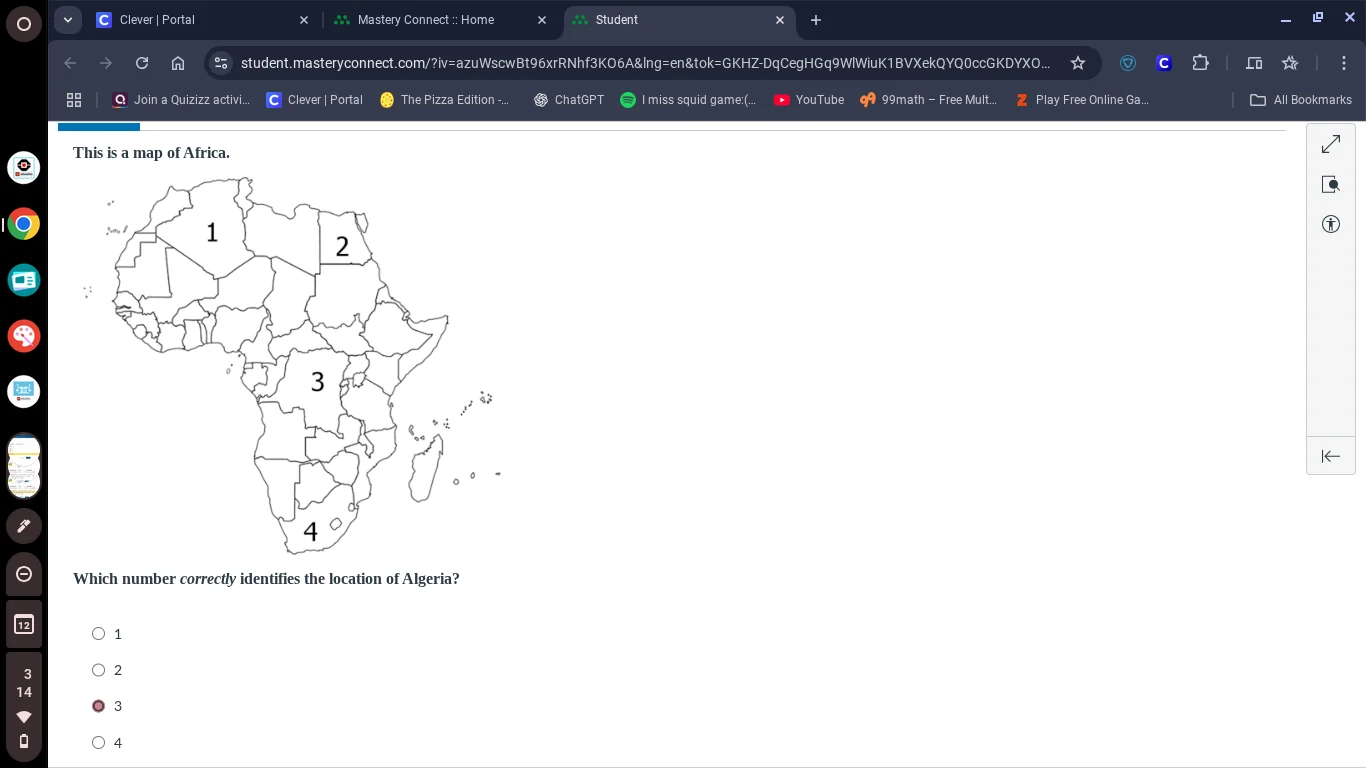 this is a map of africa. which number correctly identifies the location…
