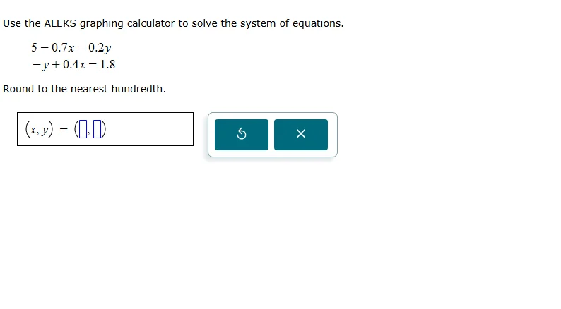 use the aleks graphing calculator to solve the system of equations. $5 …