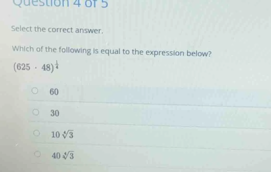 question 4 of 5 select the correct answer. which of the following is eq…