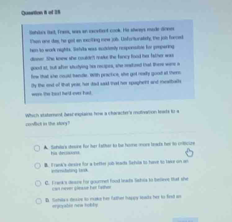 question 8 of 25 sahalas dad, frank, was an excellent cook. he always m…