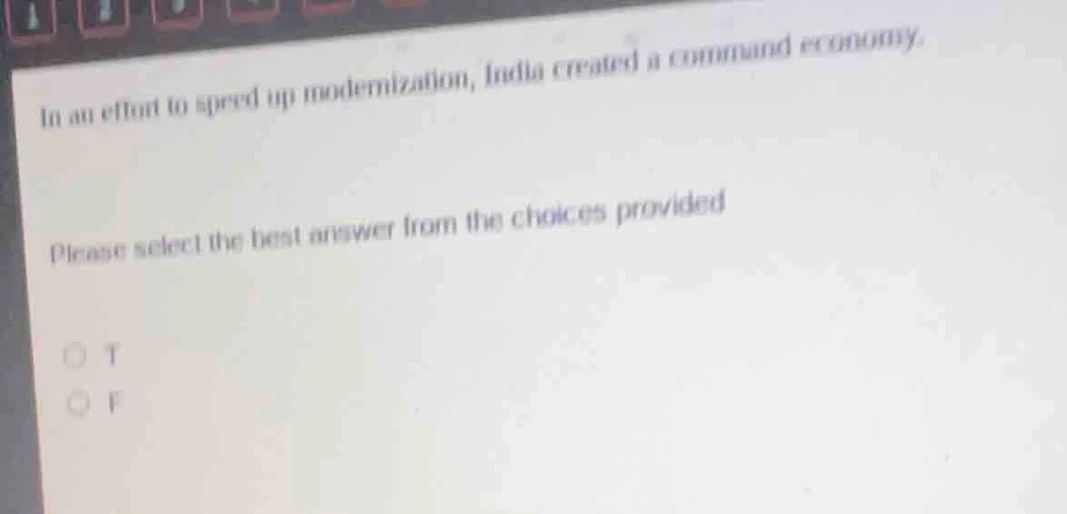 in an effort to speed up modernization, india created a command economy…