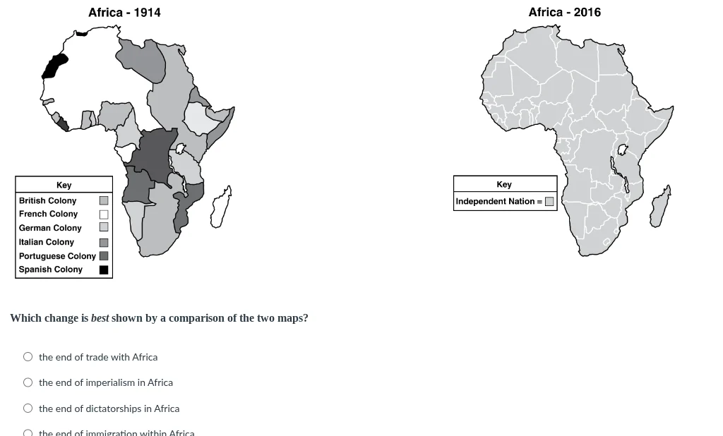 africa - 1914 africa - 2016 key british colony french colony german col…