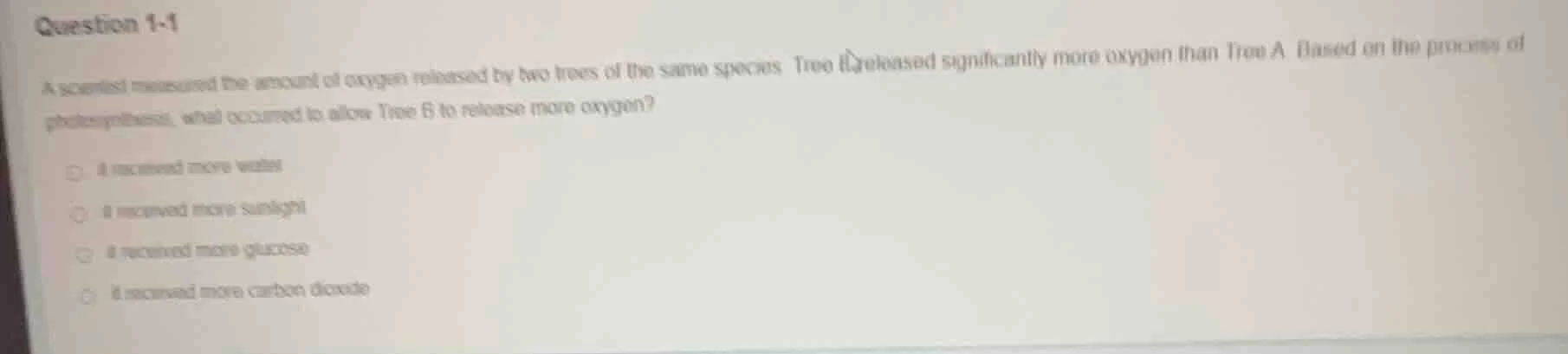 question 1-1 a scientist measured the amount of oxygen released by two …