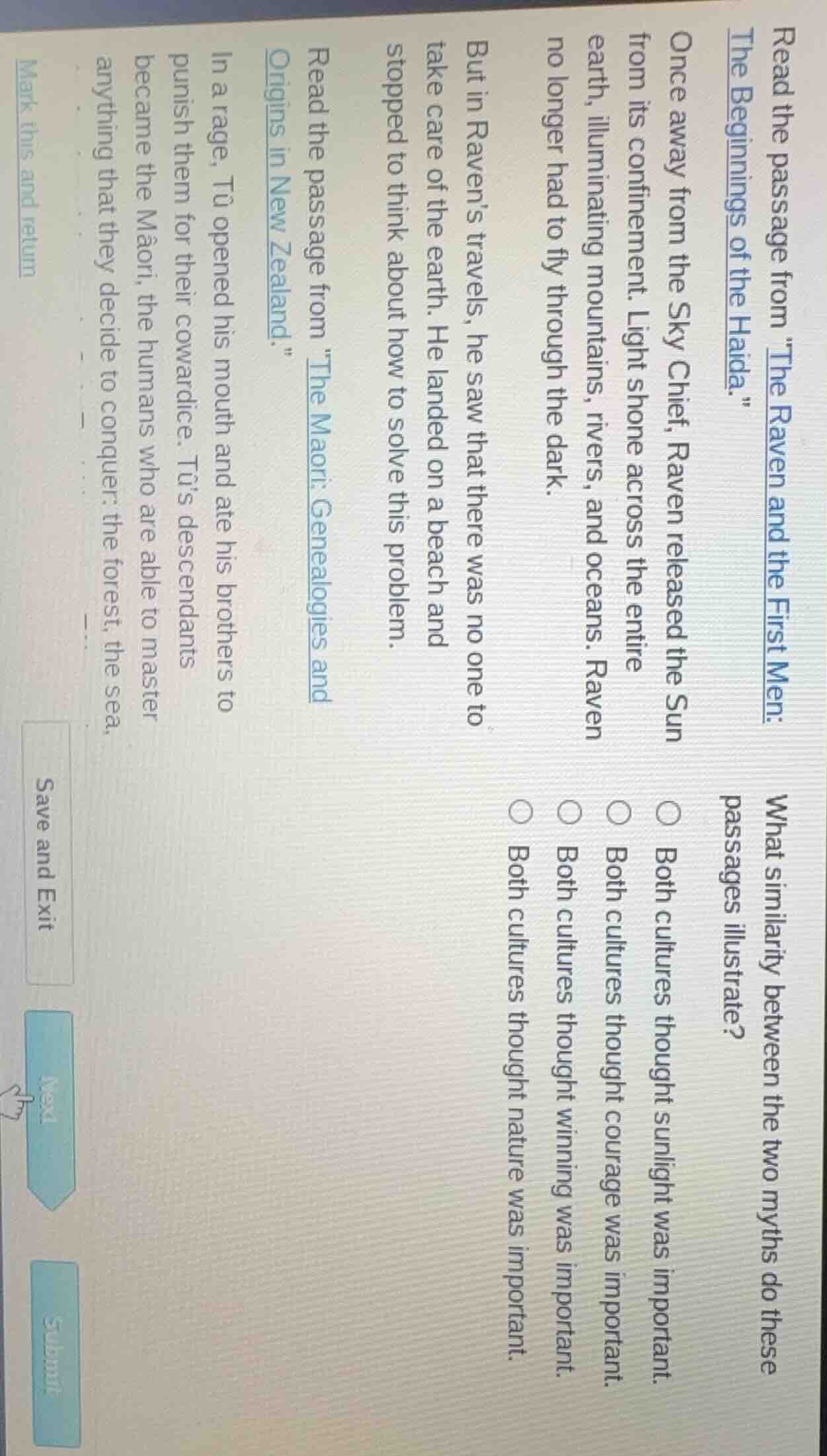 read the passage from \the raven and the first men: the beginnings of t…