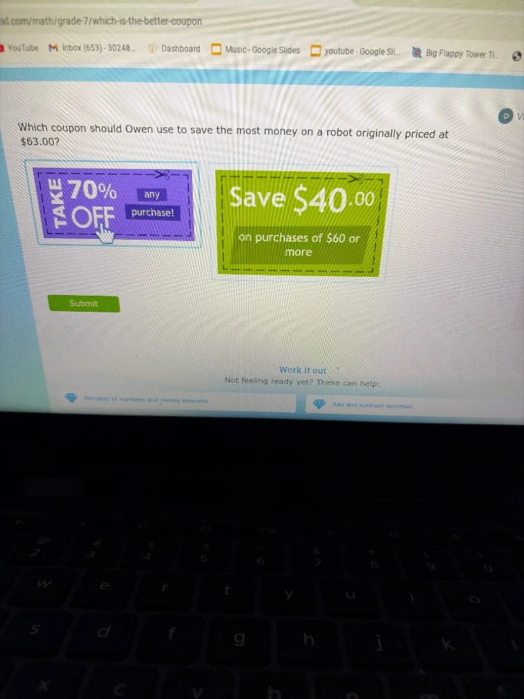 which coupon should owen use to save the most money on a robot original…