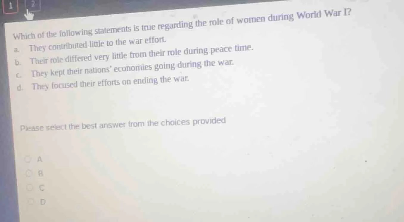 which of the following statements is true regarding the role of women d…