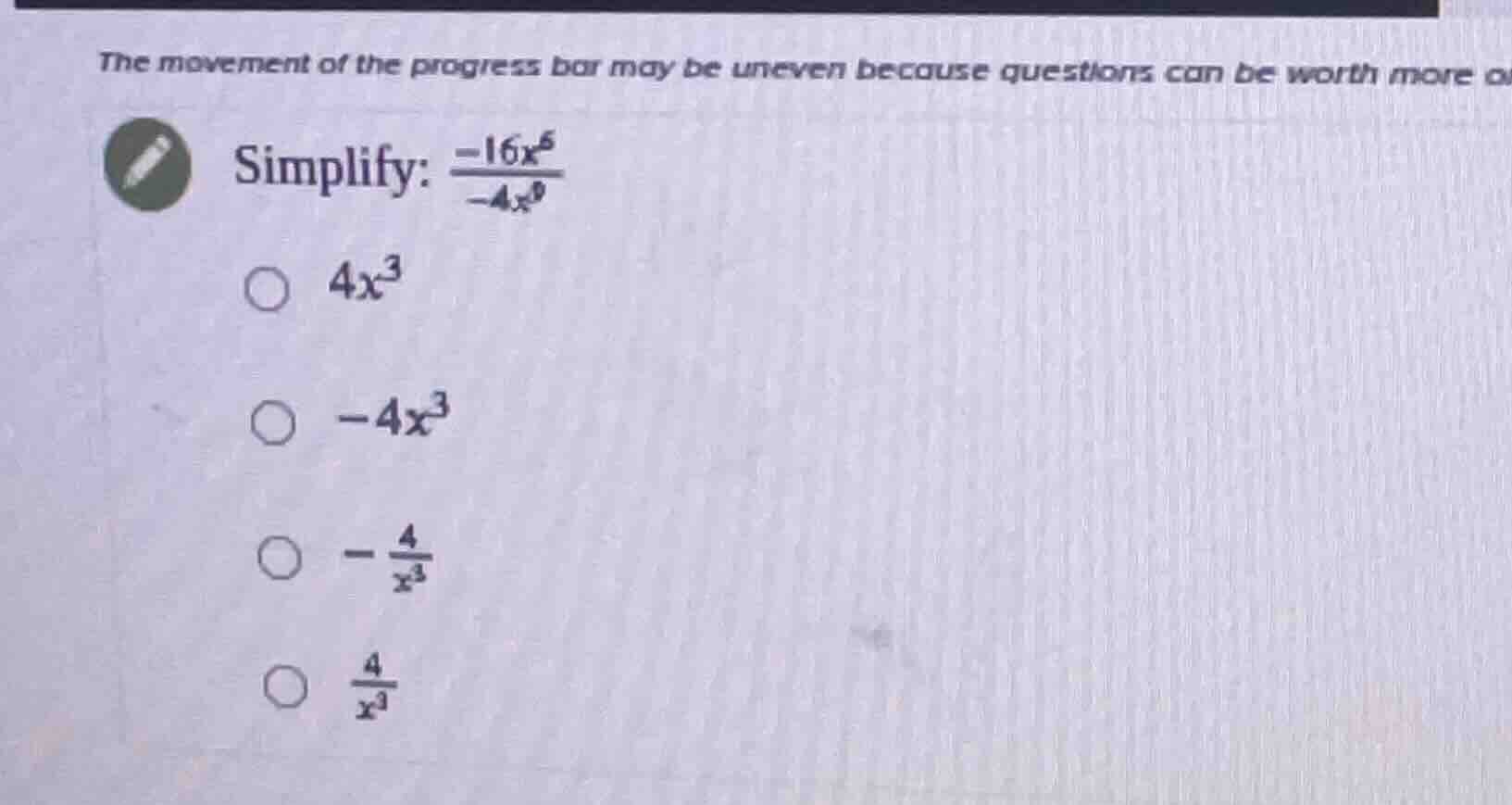 the movement of the progress bar may be uneven because questions can be…