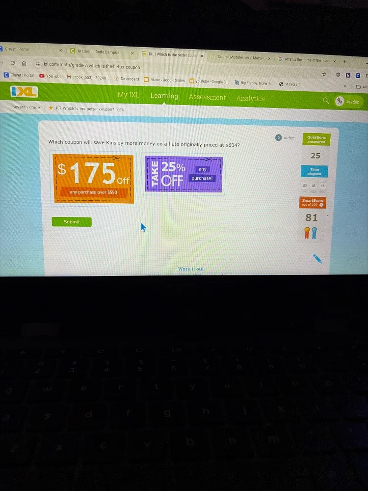 which coupon will save kinsley more money on a flute originally priced …