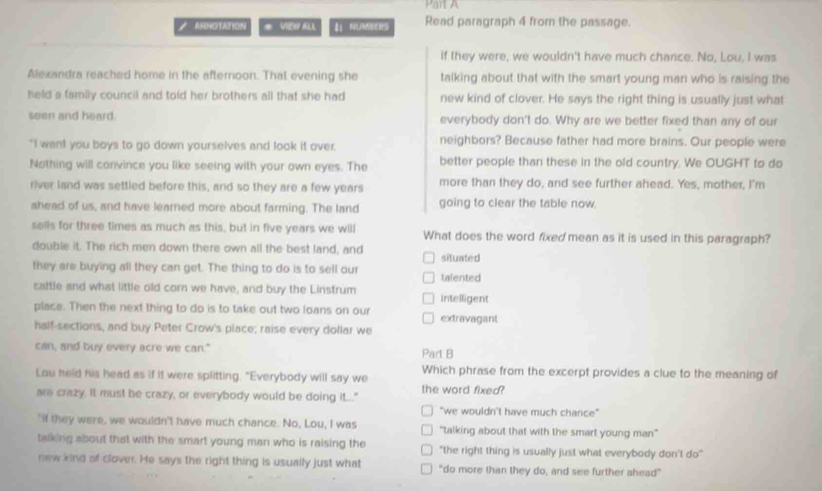 part a read paragraph 4 from the passage. alexandra reached home in the…