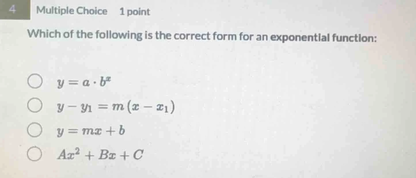 4 multiple choice 1 point which of the following is the correct form fo…