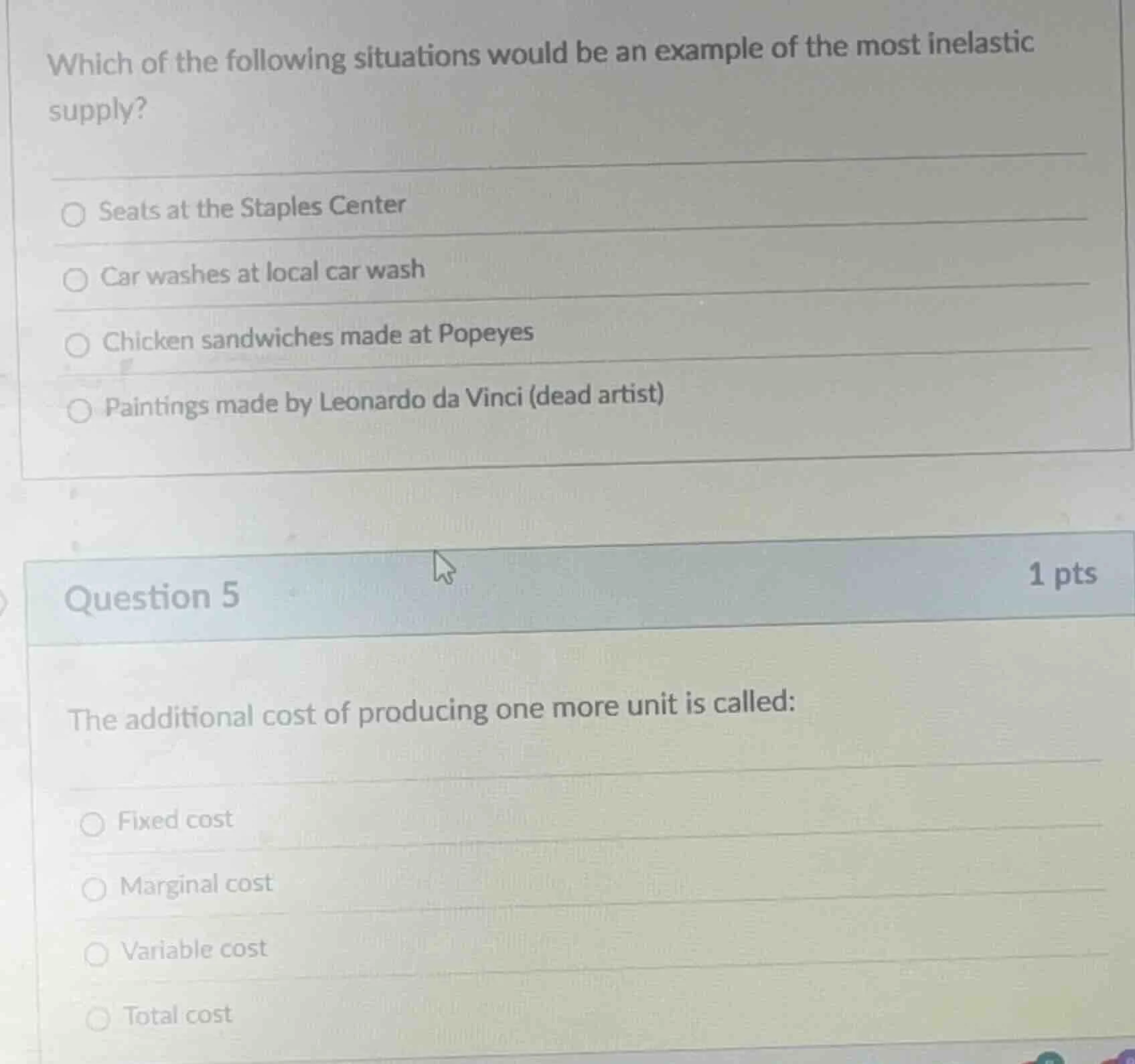 which of the following situations would be an example of the most inela…