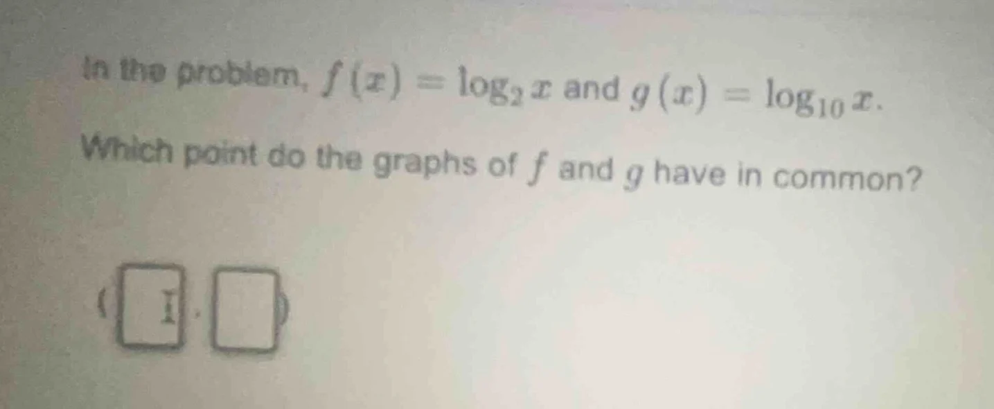 in the problem, $f(x)=\\log_{2}x$ and $g(x)=\\log_{10}x$. which point d…