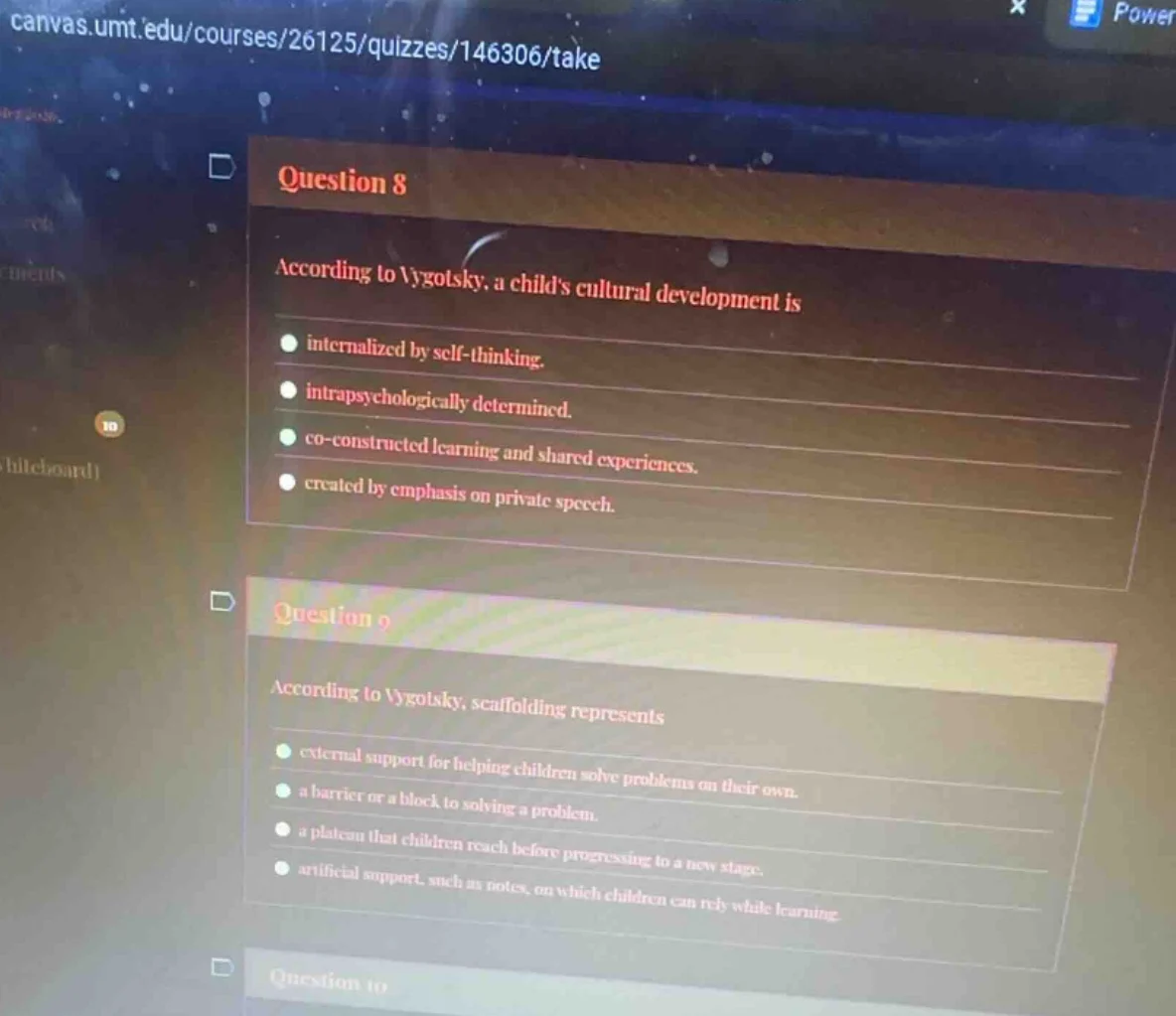 question 8 according to vygotsky, a childs cultural development is inte…